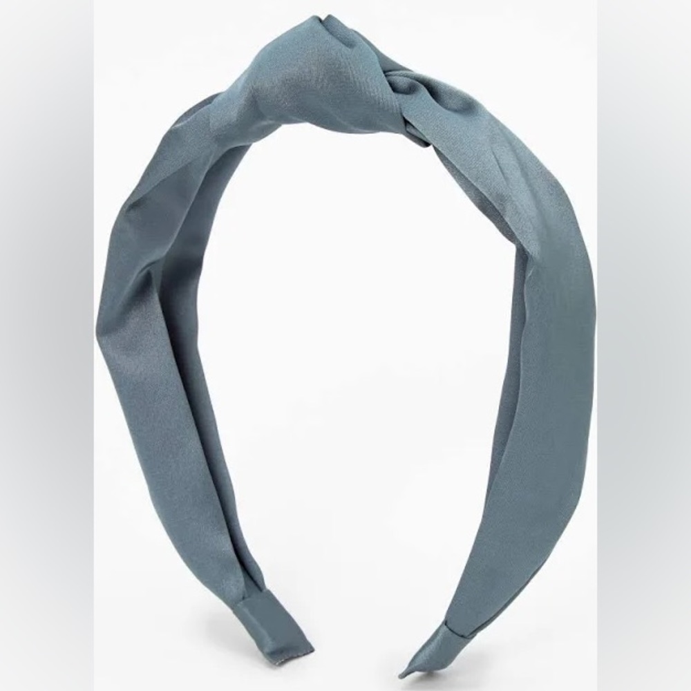 Satin Knotted Headband - Stone Blue